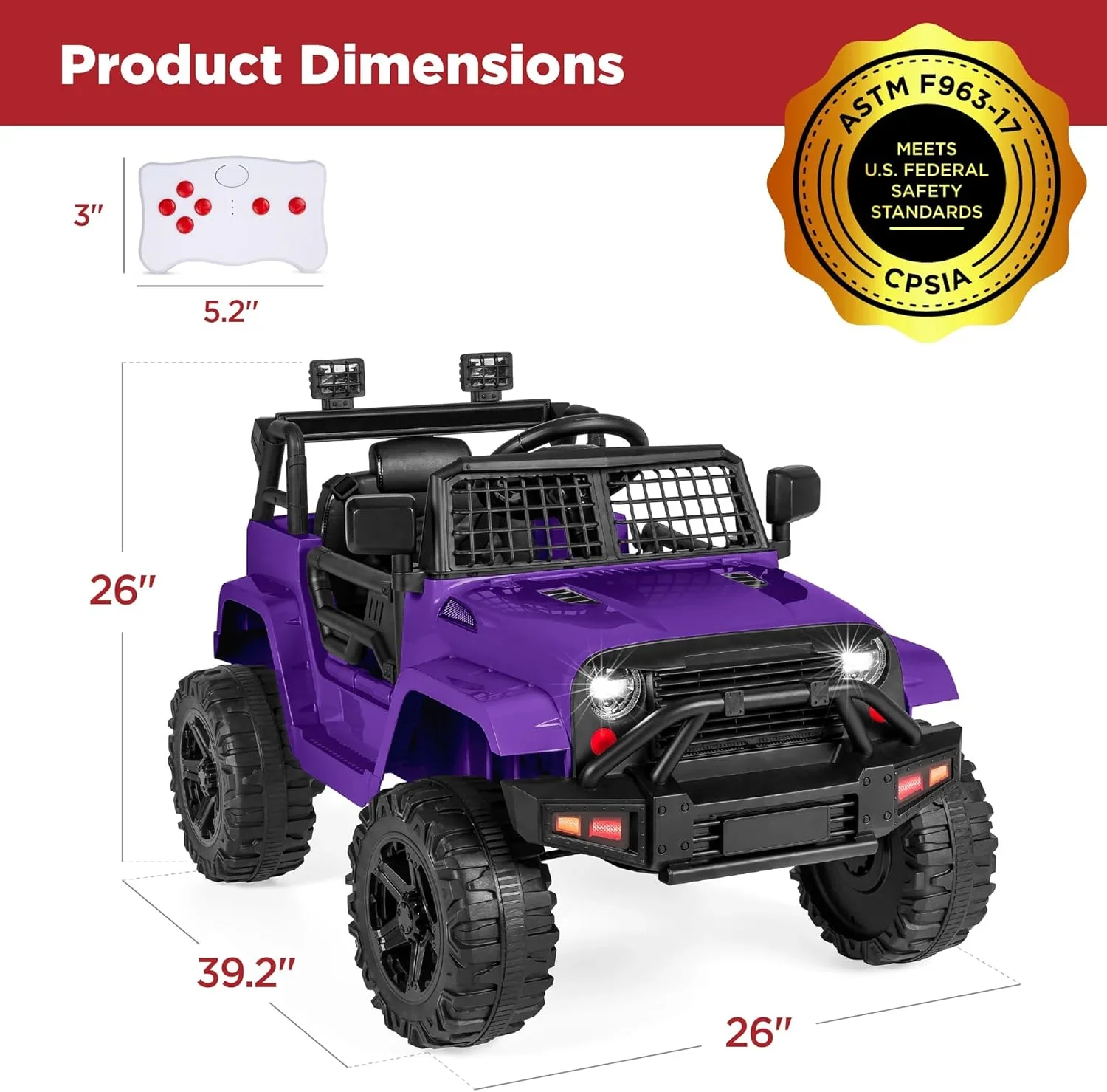 Best Choice Products 12V Kids Ride-On Truck Car with Spring Suspension and LED Lights