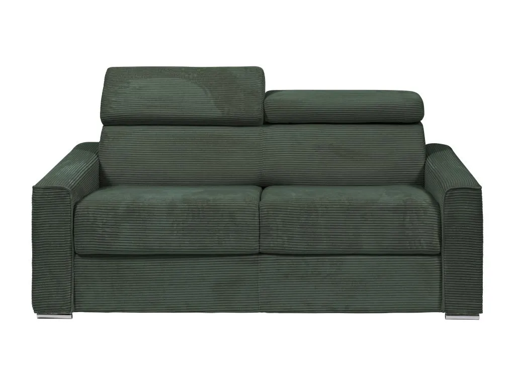 Sofá cama de 4 plazas de pana verde - Somier de láminas de 160 cm de ancho - Colchón de 22 cm - Andreuworldcasa