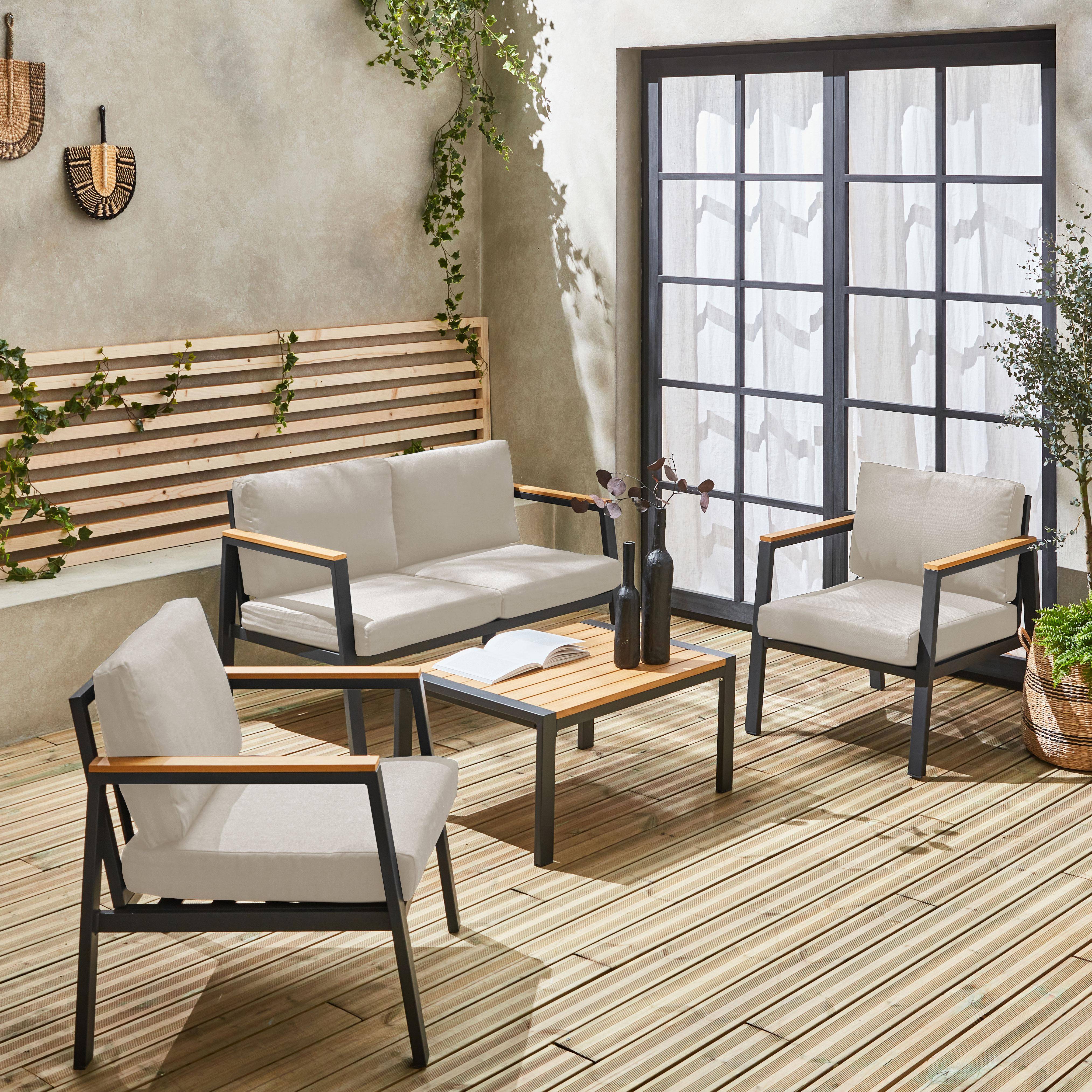 Casoria - Conjunto de jardín en aluminio y polywood, 4 plazas