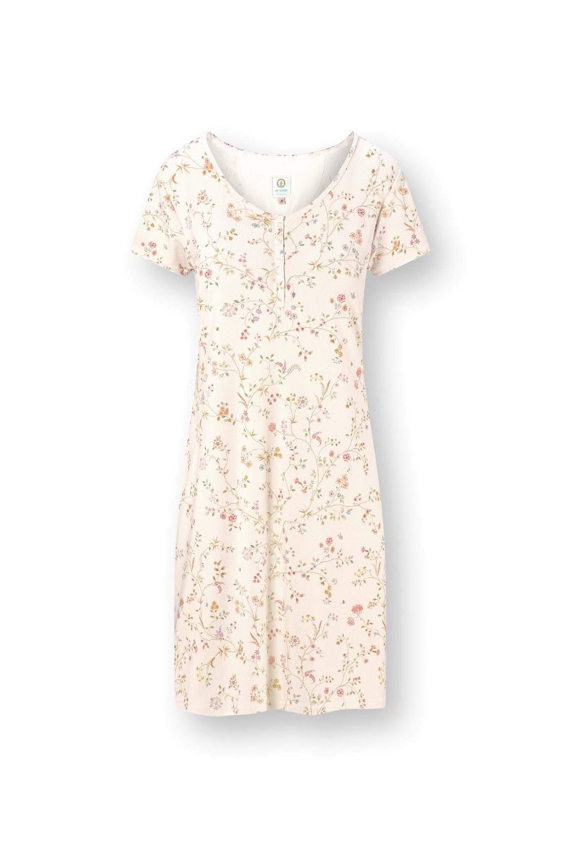 Daisy Short Sleeve Nightdress Little Delhi Off White