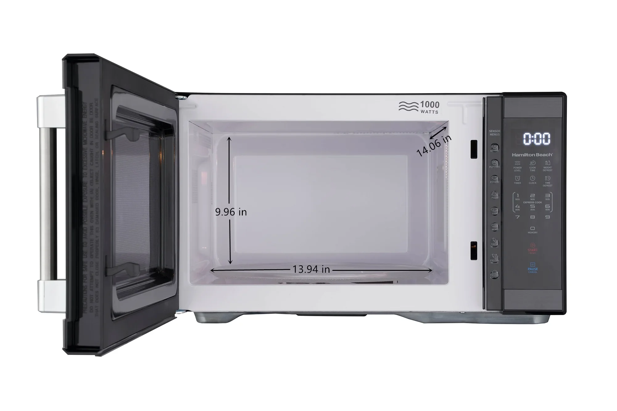 Hamilton Beach 1.1 Cu. Ft. Microwave Oven, Countertop, Black and Stainless Steel