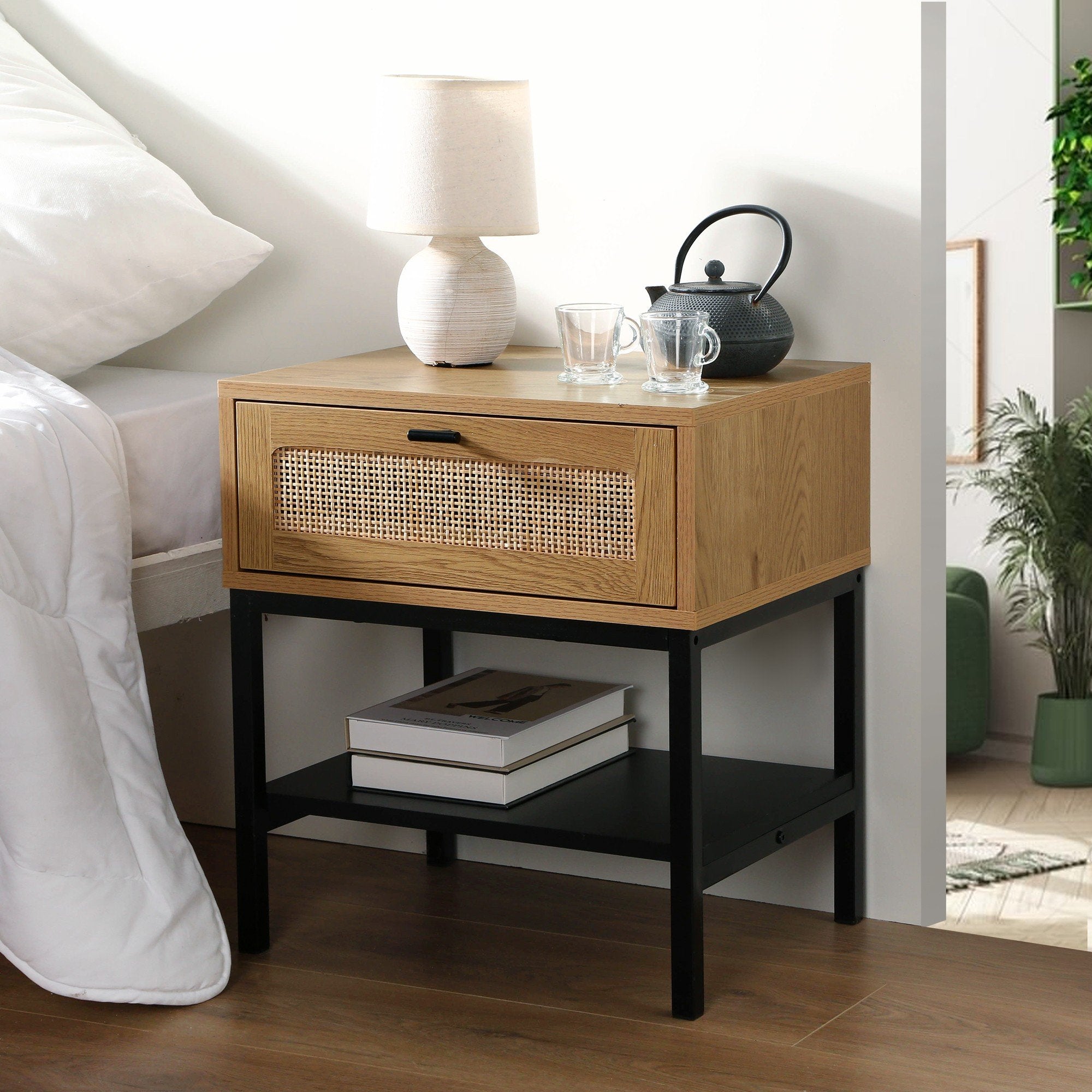 Calicosy - Nachtkastje Jaya - Met 1 riet lade