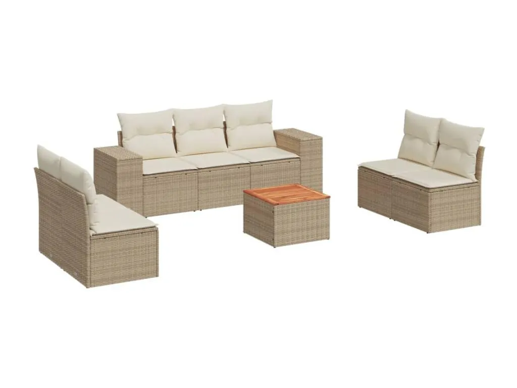 Juego de sofás de jardín con cojines beige 8 pzas ratán PE QEZI08342