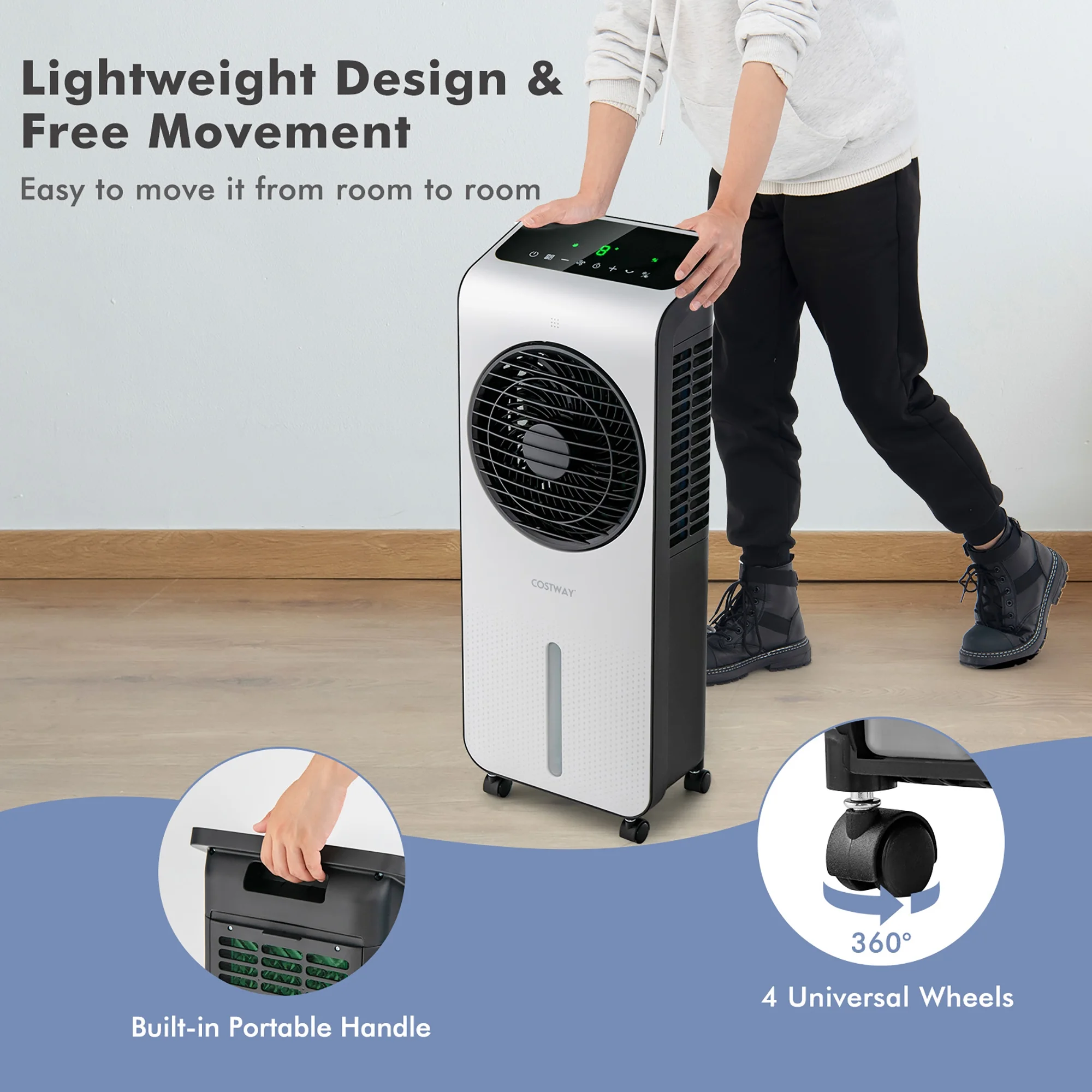 Costway Evaporative Air Cooler 3-in-1 Portable Swamp Cooling Fan w/ 12H Timer Remote - Image 9