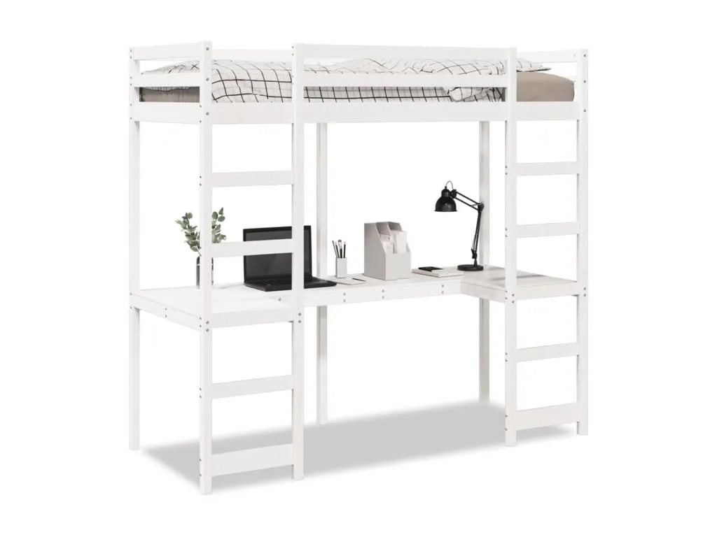 Cama alta sin colchón madera maciza de pino Cosinor 75x190 cm vix3541124