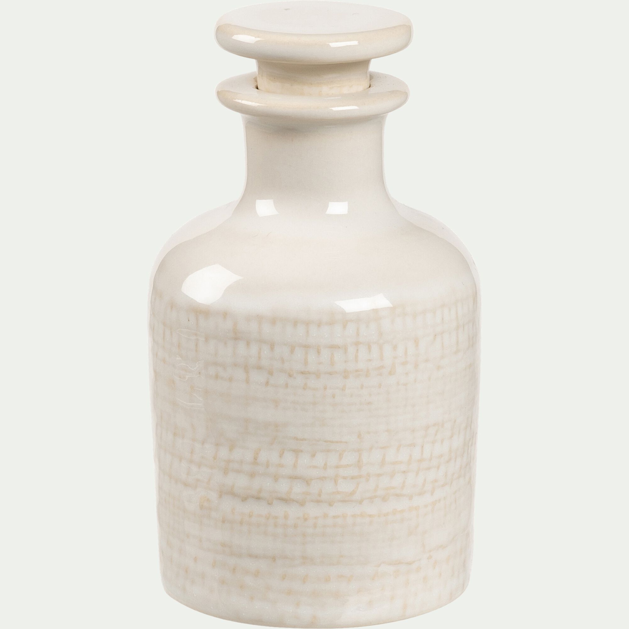 CARLIO - Bouteille décorative en grès H11cm - blanc