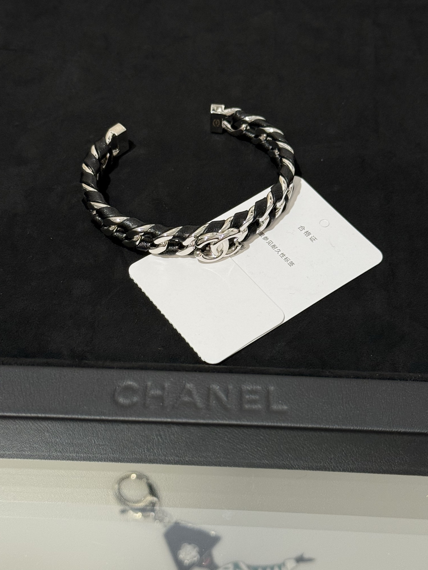 Chanel 26C Leather with Chain Bracelet Cuff Bangle - Original Replica Club