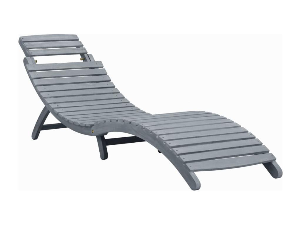 Sillón con cojín Gris Madera maciza de acacia