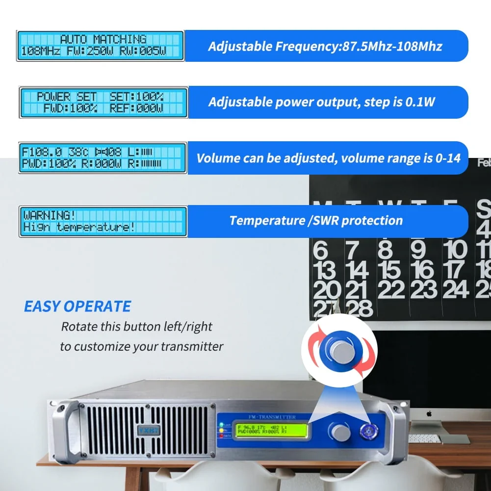 1000W Radio Station FM Church Transmitter, YXHT 1KW Long Range FM Transmitter
