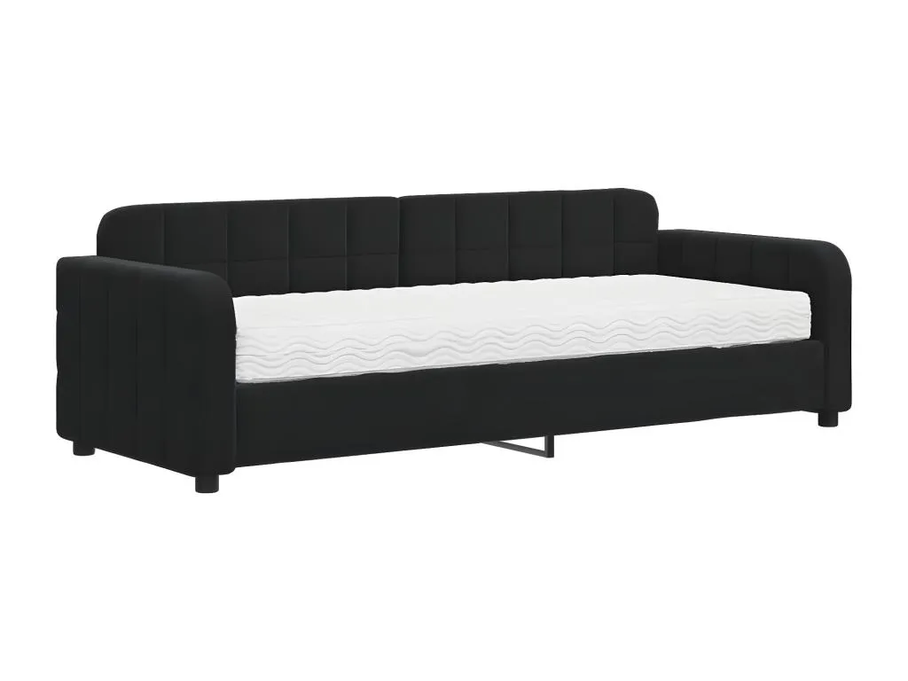 Sofá cama con colchón terciopelo negro 80x200 cm NXJU19068