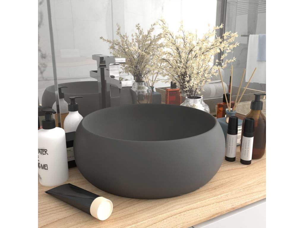 Fregadero redondo Luxury Gris oscuro mate 40x15 cm Cerámica