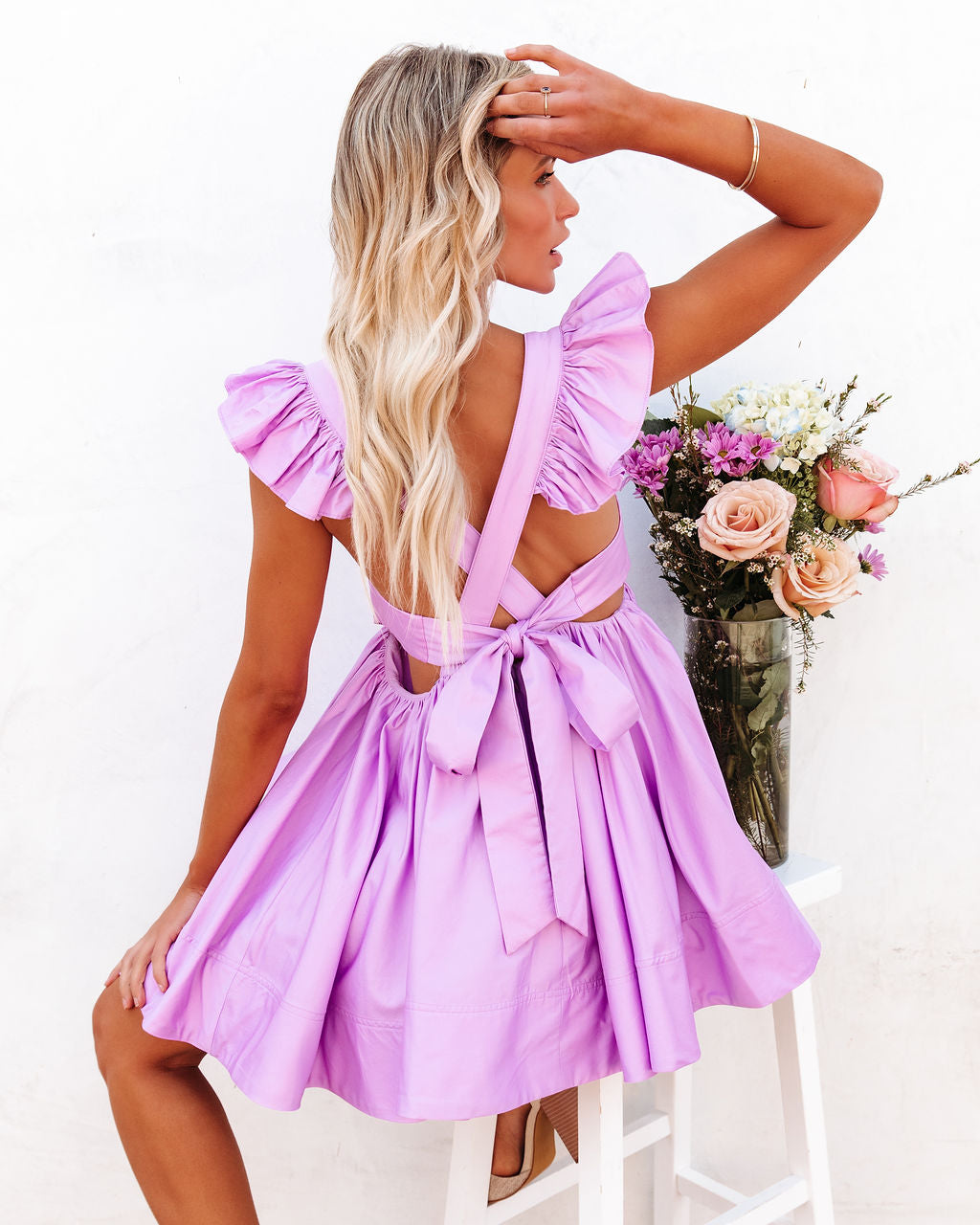 Huntlie Cotton Ruffle Babydoll Dress - Purple - FINAL SALE - Se7enfashion