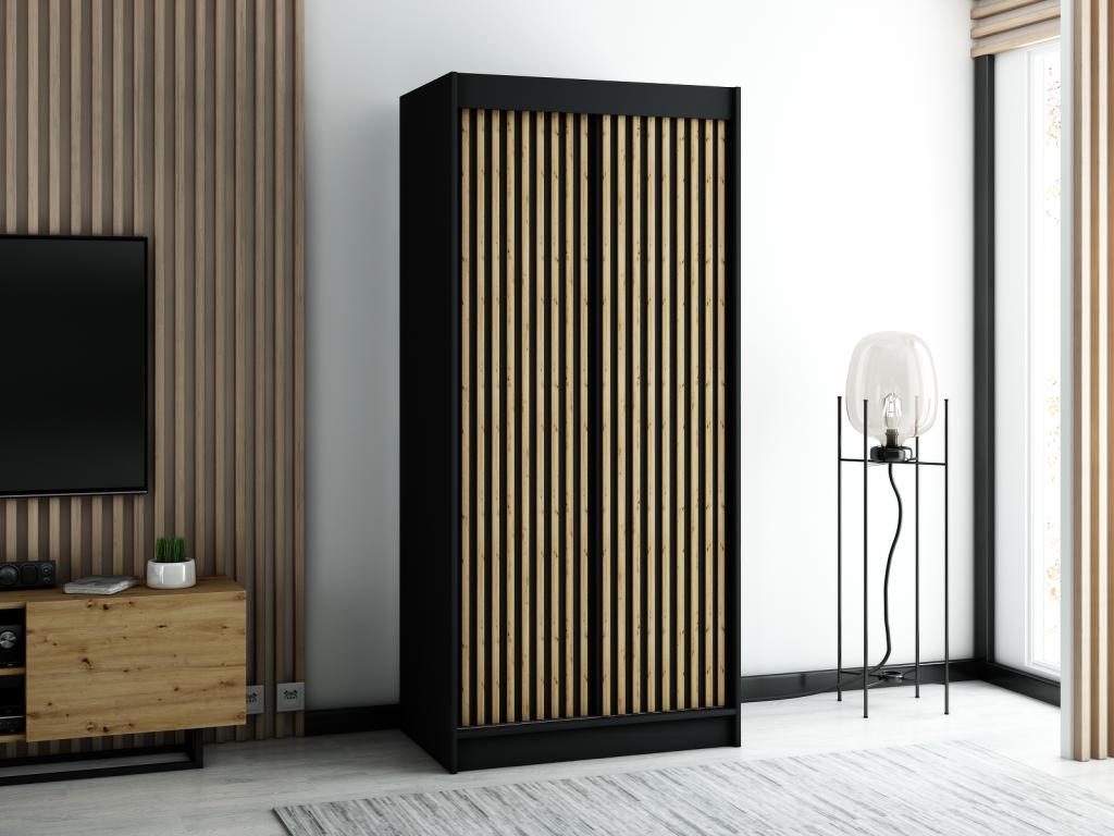 ARMARIO LAMELO 1 DE PUERTAS CORREDERAS 200/100/62 2 puertas (negro/negro/artisan)
