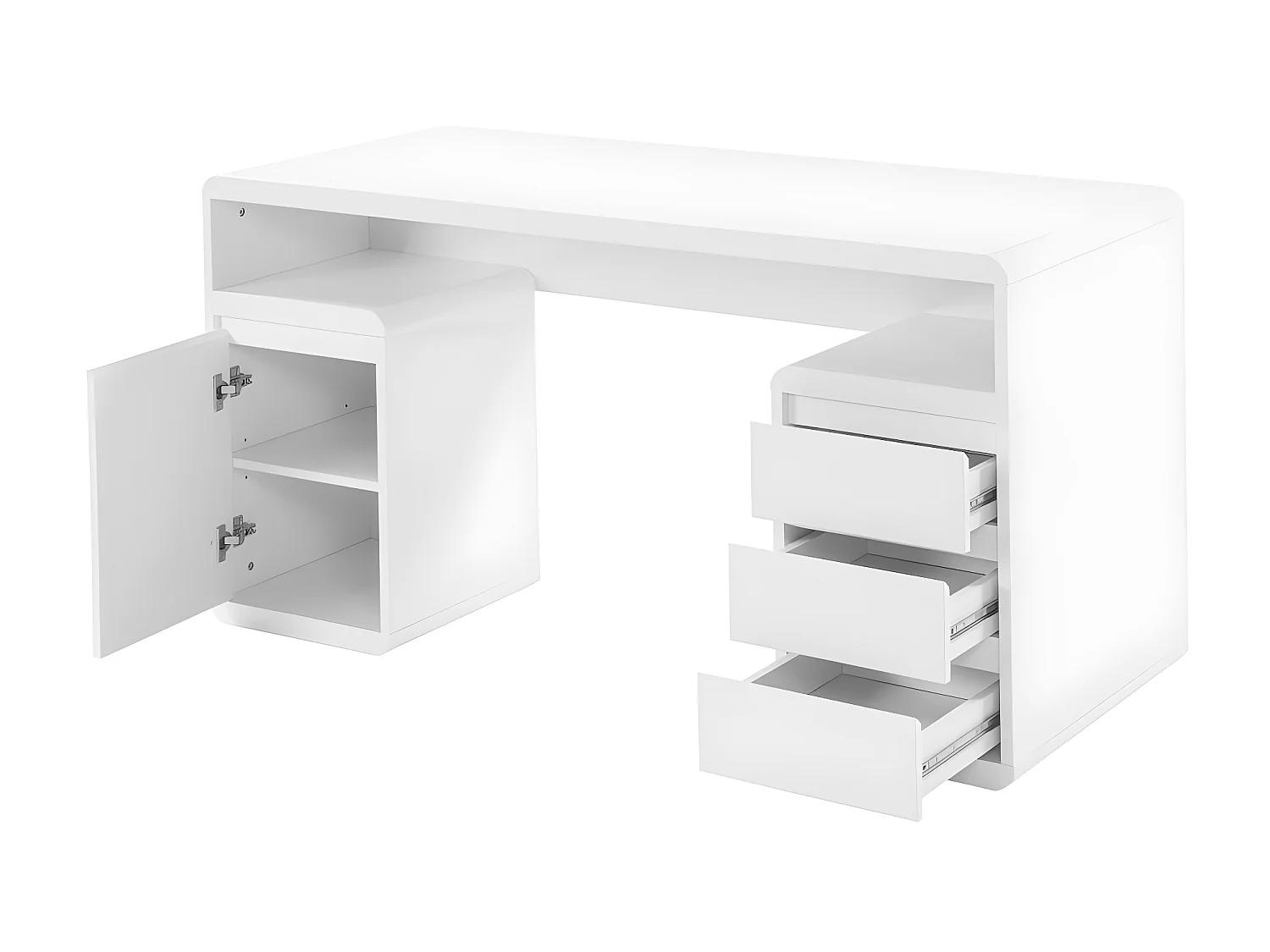 Escritorio con compartimentos SERGUEI - MDF lacado blanco