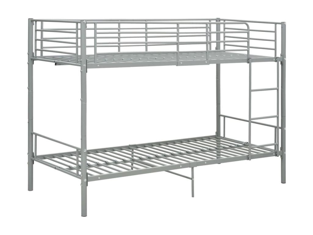 Cama litera de metal gris 90x200 cm
