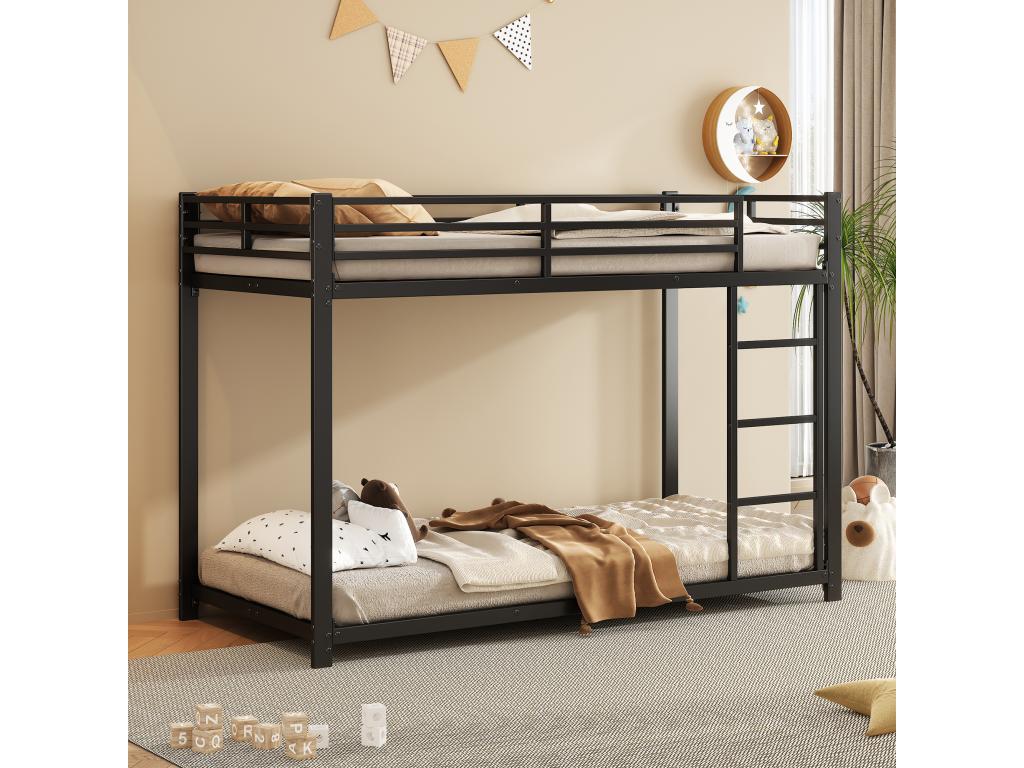 Camas infantiles 90*200, literas, camas de hierro, literas de hierro de forma clásica, negro