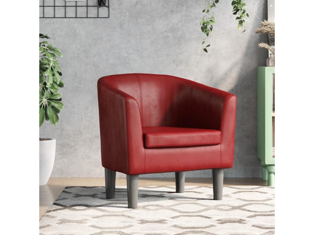 Sillón cuero sintético rojo tinto