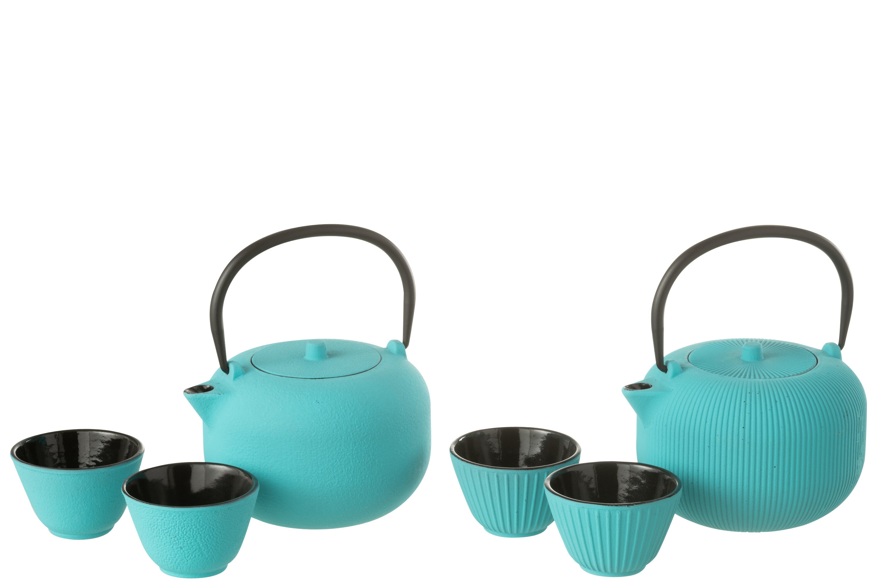 J-Line theepot - metaal - lichtblauw - 2 stuks