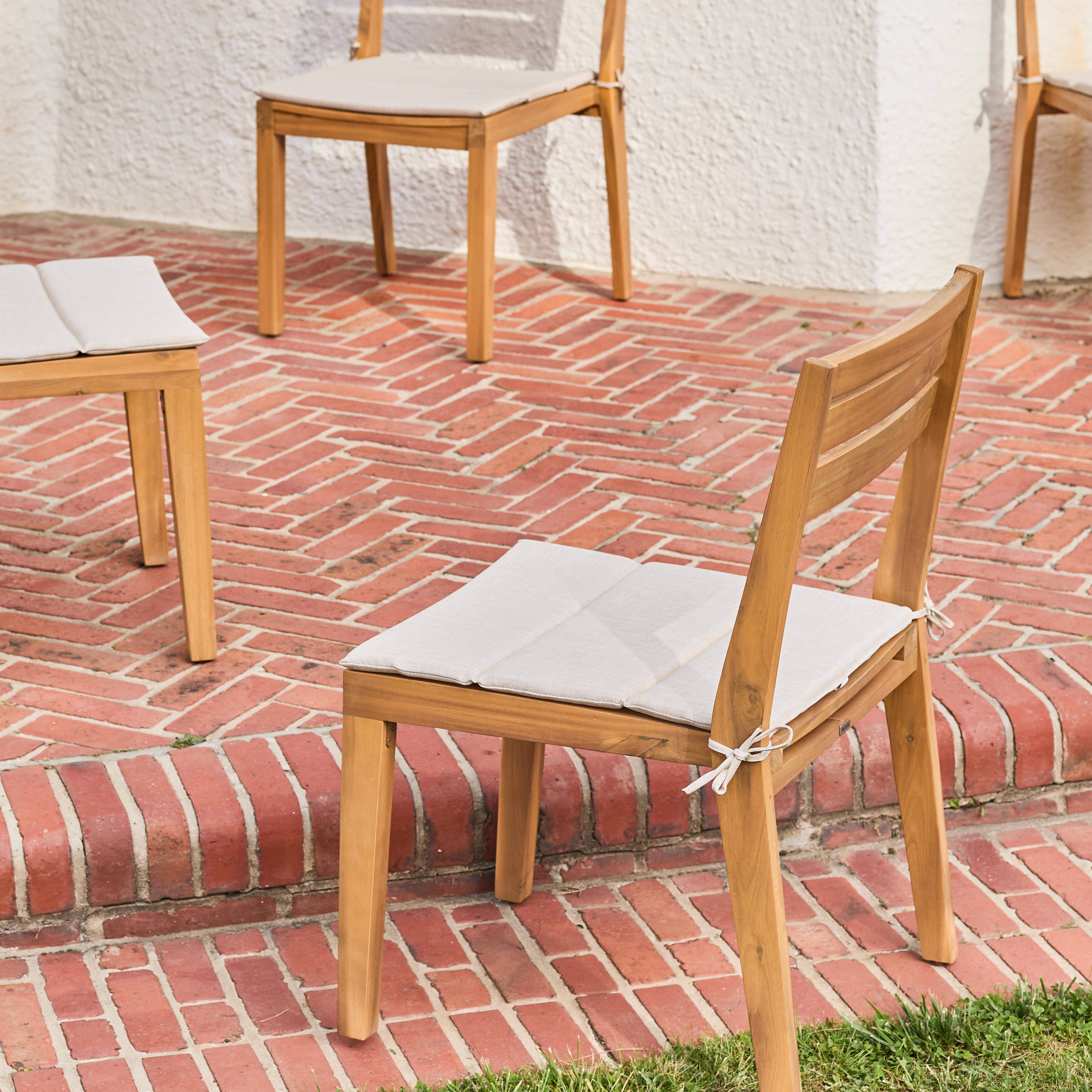 Merina - Silla de jardín de madera de acacia con cojín, set de 4