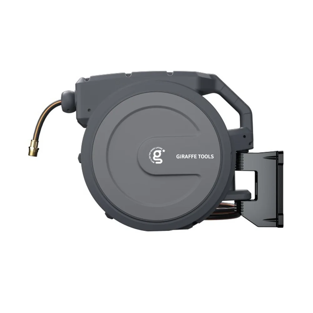 Giraffe Tools Retractable Garden Hose Reel with 1/2in-100ft Water Hose, Plastic Bracket, Wall Mounted, Dark Grey - Image 21