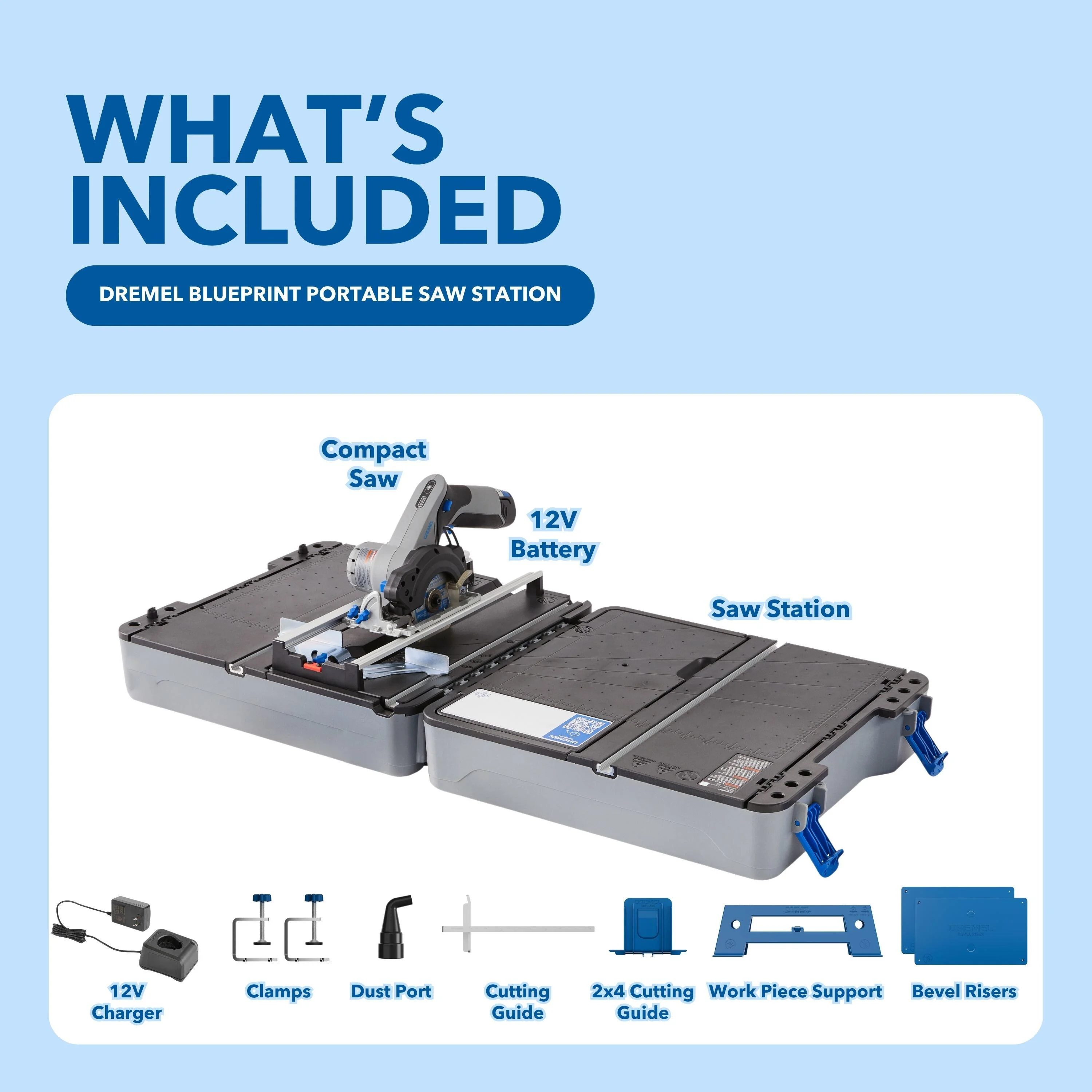 Dremel Blueprint Portable Saw Station with 12V Compact Circular Saw and Multi-Purpose Cutting Case (CS12V-S1C) - Image 3