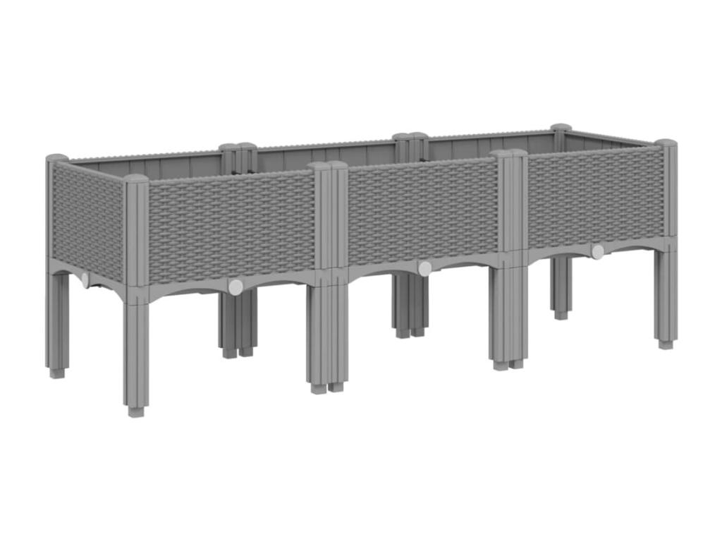 Jardinera con patas PP gris claro 120x40x42 cm