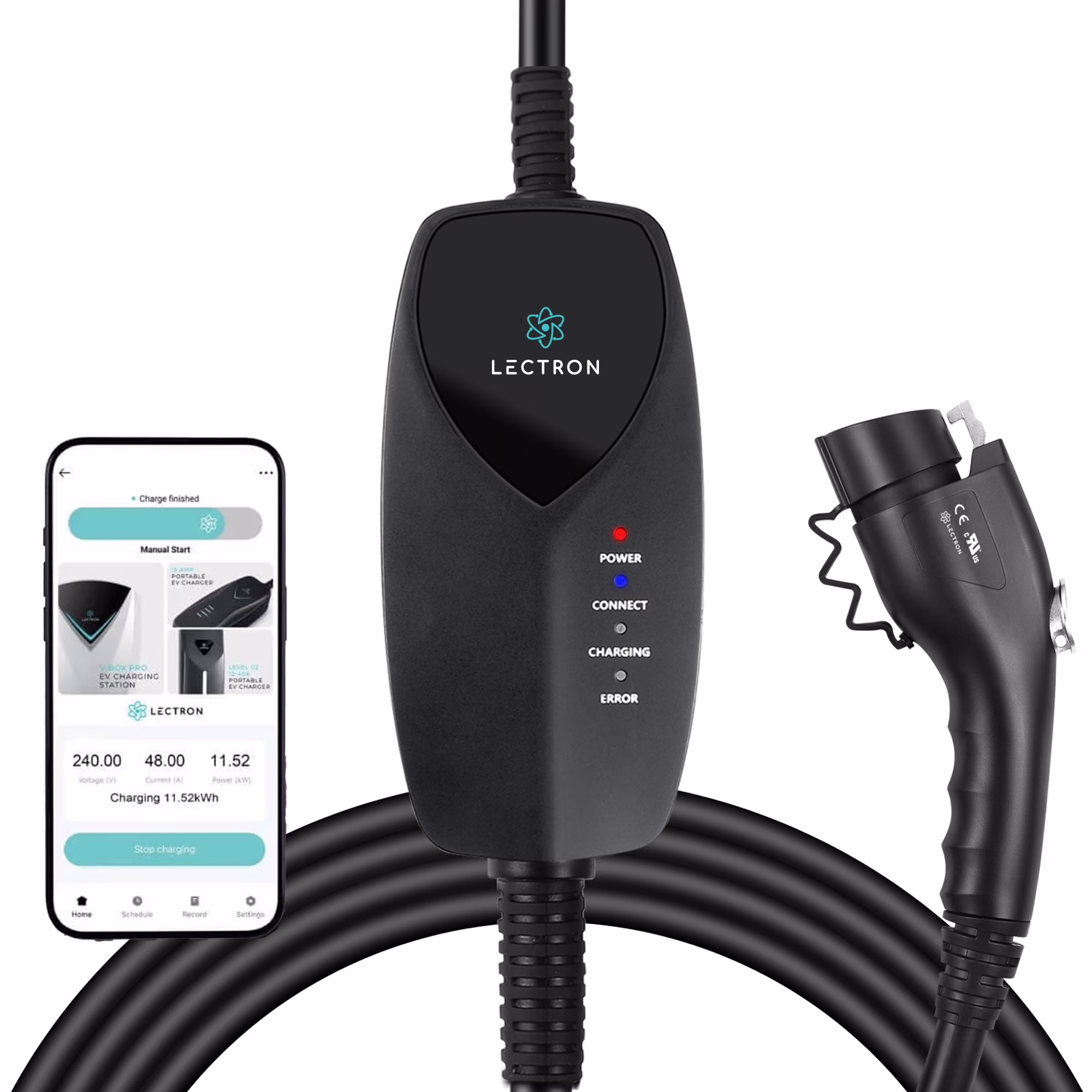Lectron Level 1 J1772 EV Charger (WiFi) with App Control - 120V, 12 Amp, 16 Ft Cord - Portable Charger for J1772 Evs with NEMA 5 - 15 Plug - Compatible with All J1772 Evs