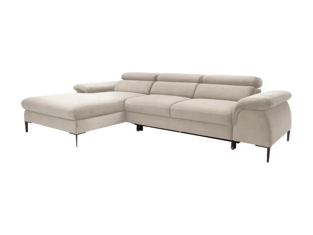 Sofá cama esquinero izquierda de terciopelo beige Jmmhogar