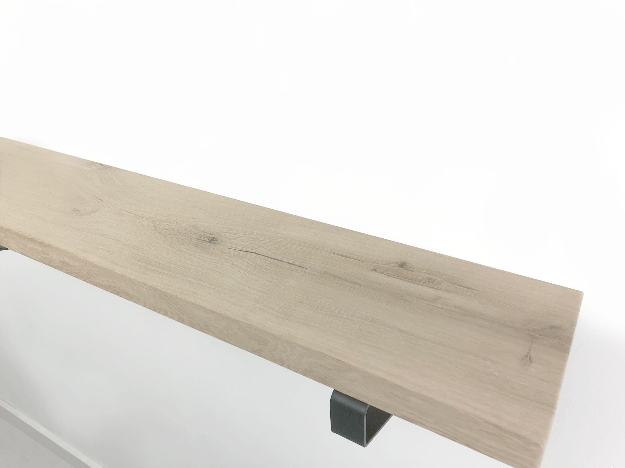 Woodbrothers Eiken wandplank massief recht 120cm op 25cm diepe dragers