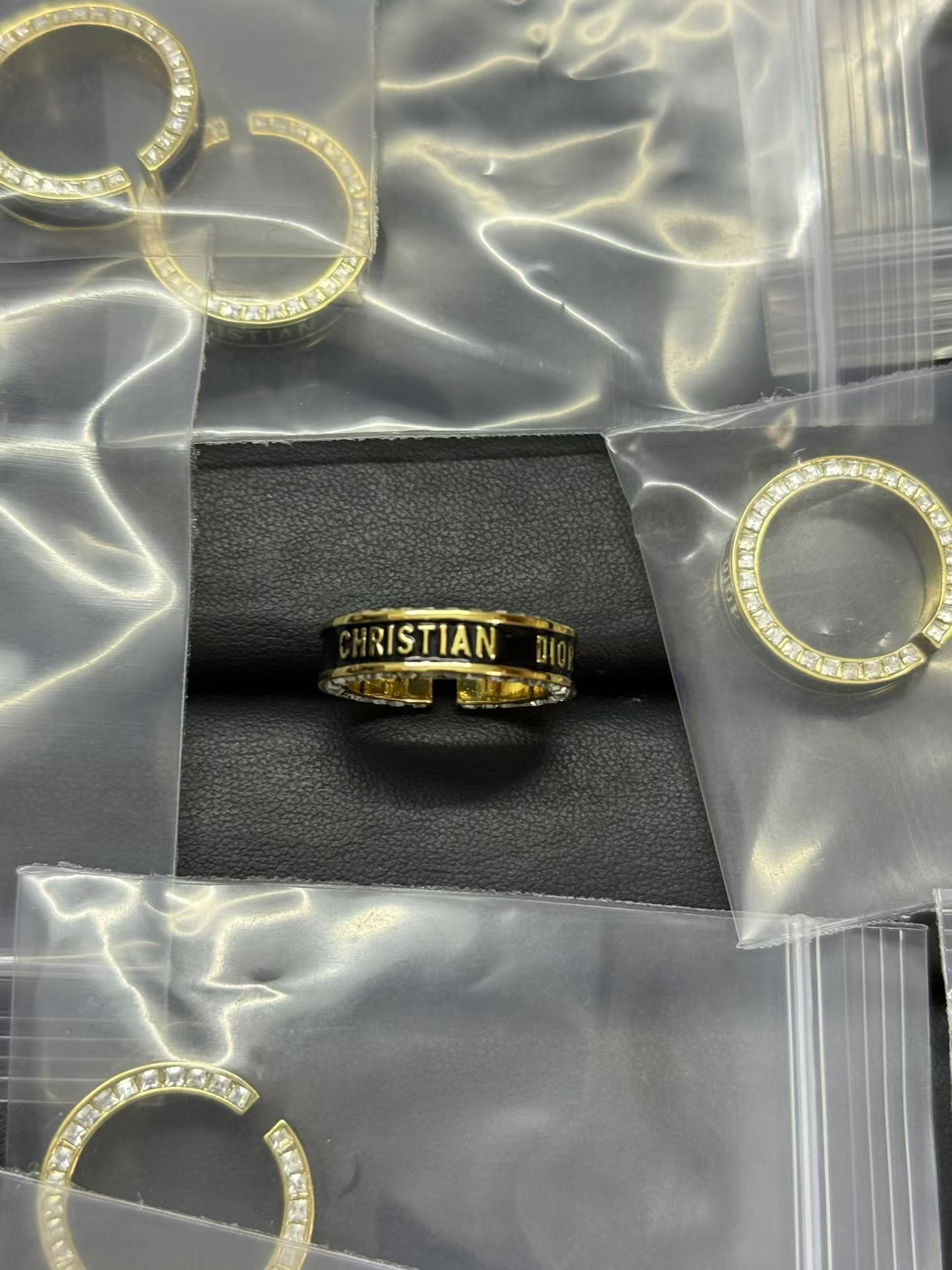 Black Enamel CHRISTIAN DIOR Ring - Original Replica Club