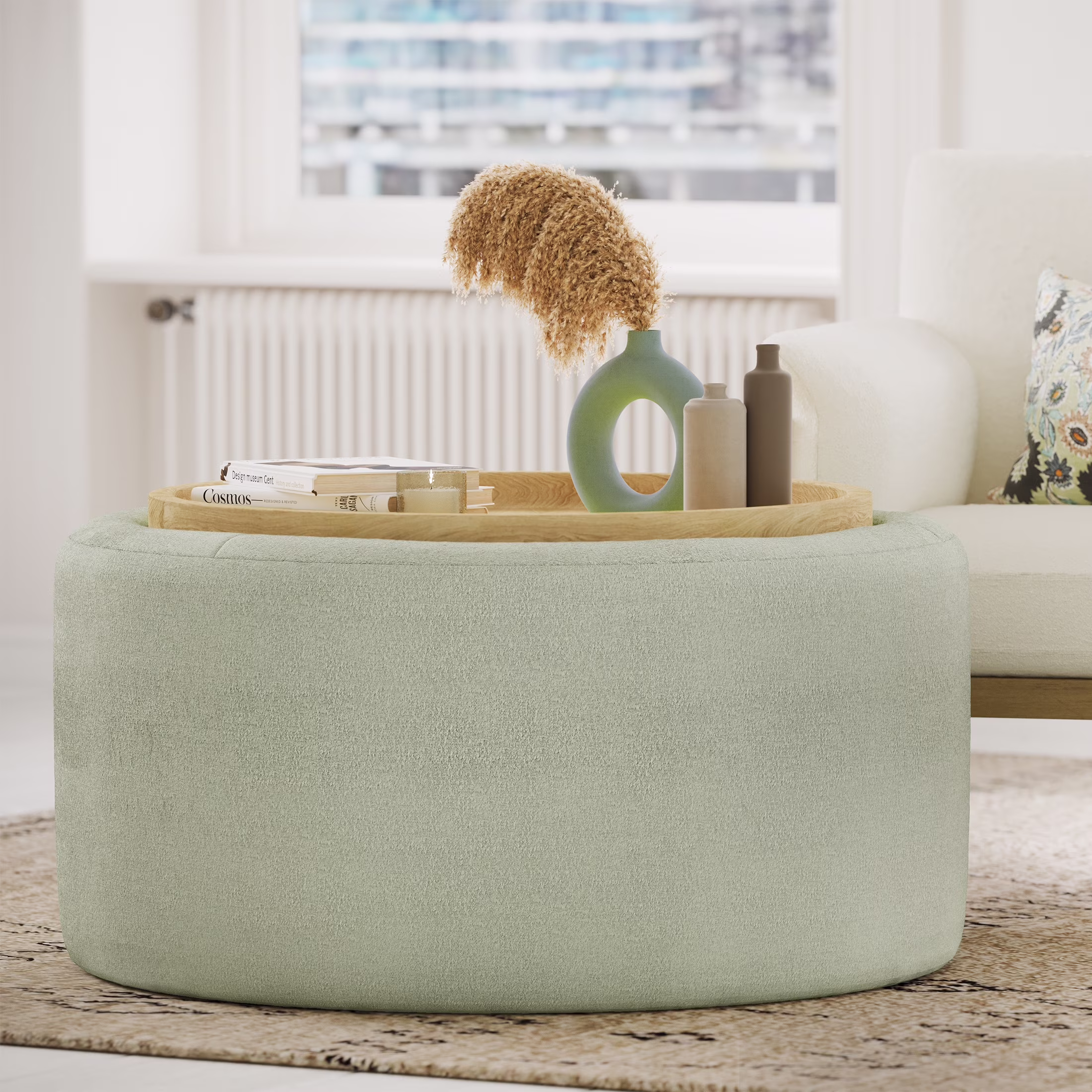 Beautiful Drew Stowaway Coffee Table with Storage by Drew Barrymore, Cream