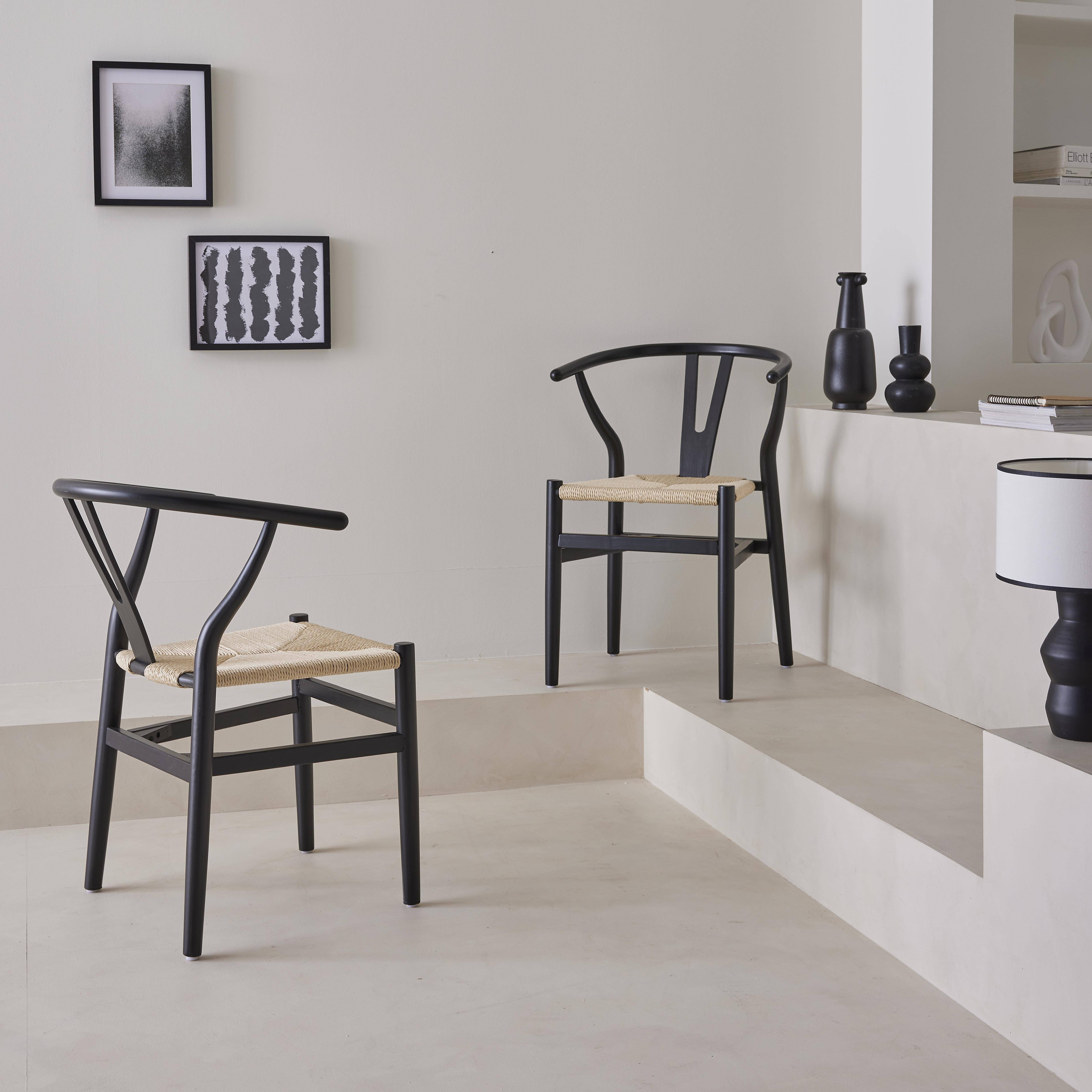 Cecile - Silla de madera con asiento de cuerda, set de 2
