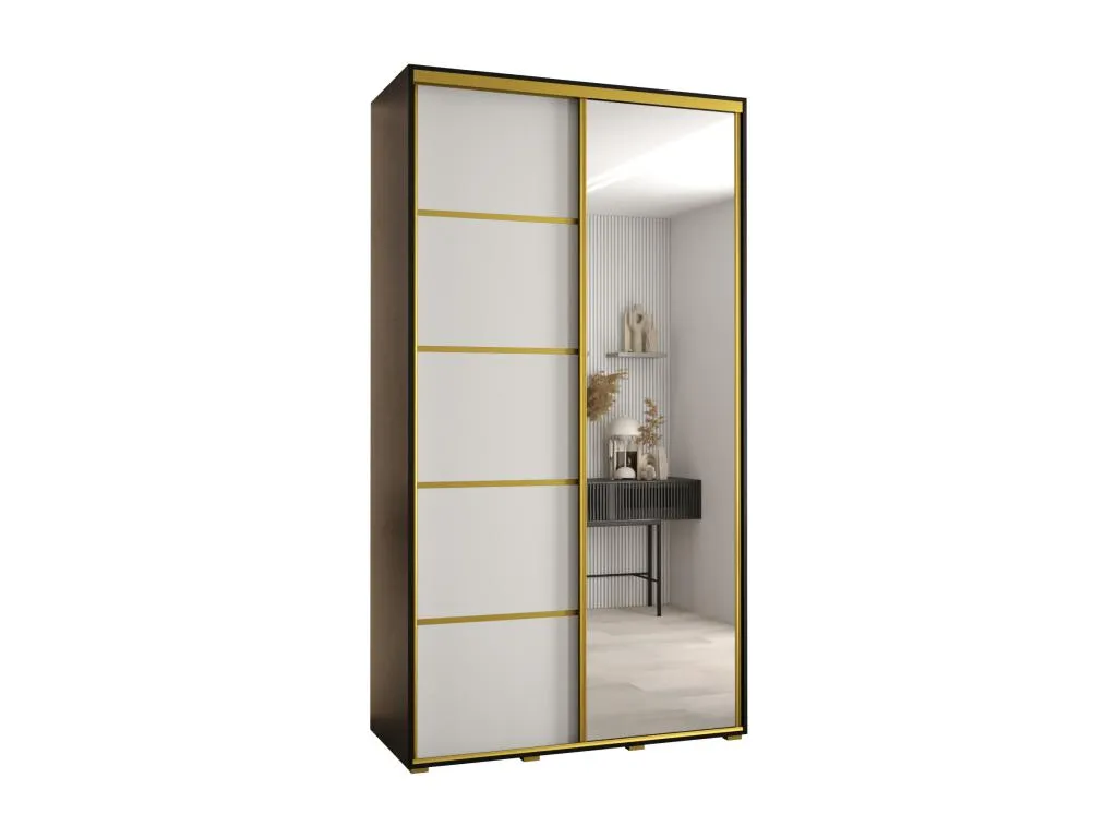 ARMARIO Vivirsingular 5 DE PUERTAS moderno CORREDERAS 235.2/140/45 2 puertas (Negro/Blanco/Oro) oeqe06565