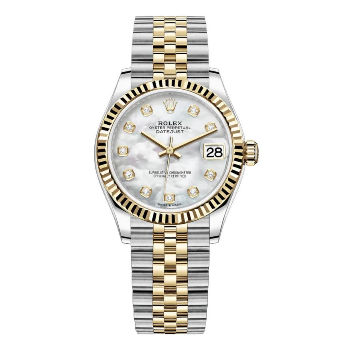 Datejust 31 Stainless Steel and Yellow Gold Mother of Pearl Diamond Dial Women’s Watch
