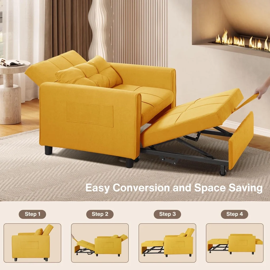 Convertible Sleeper Chair, Aiho 3-in-1 Convertible Sofa Bed Recliner Chair with Pull Out Couch - Dark Gray - Image 21