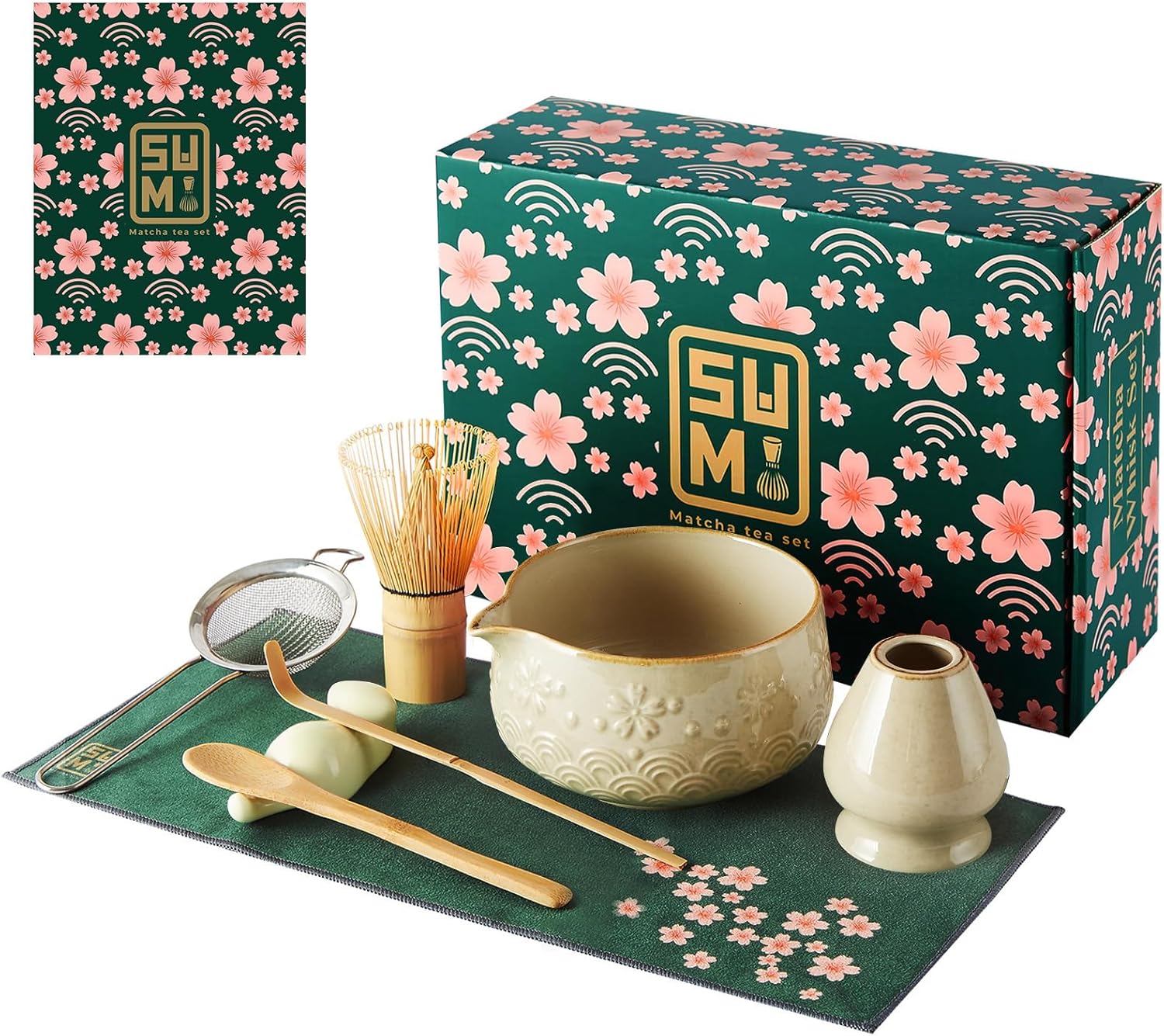 Matcha Whisk Set 9pcs – Matcha Tea Set with Ceramic Matcha Bowl, Bamboo Whisk (Chasen), Scoop, Sifter | Matcha Kit for Japanese Tea Ceremony & Beginners(Gradient)