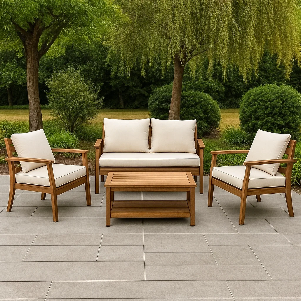 Muebles de salón para jardín 4 plazas,madera,beige y marrón,rectangular,resistente a la intemperie,sofá 130x80x75 cm,silla individual 60x60x80 cm,mesa de café 100x50x45 cm - 3j3XiYSKiLda