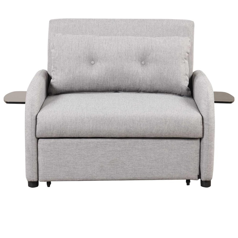 Sofá Rectangular con Respaldo de Brazo Cuadrado de 41.5 in. con 2 Mesitas y Carga USB en Color Gris fu6670889