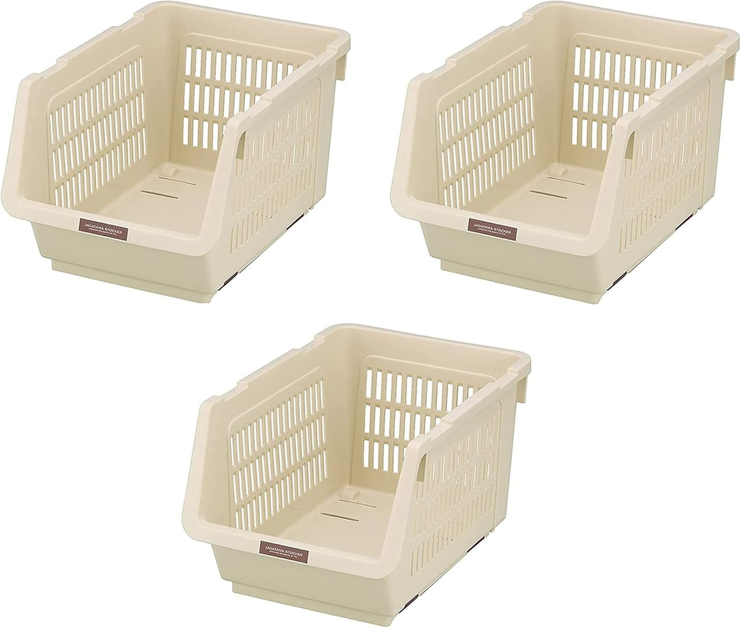 JapanBargain 4671, Japanese Stackable Storage Bin Kitchen Pantry Organizers Food Basket for Fruit Potato Condiments and Spices, Made in Japan