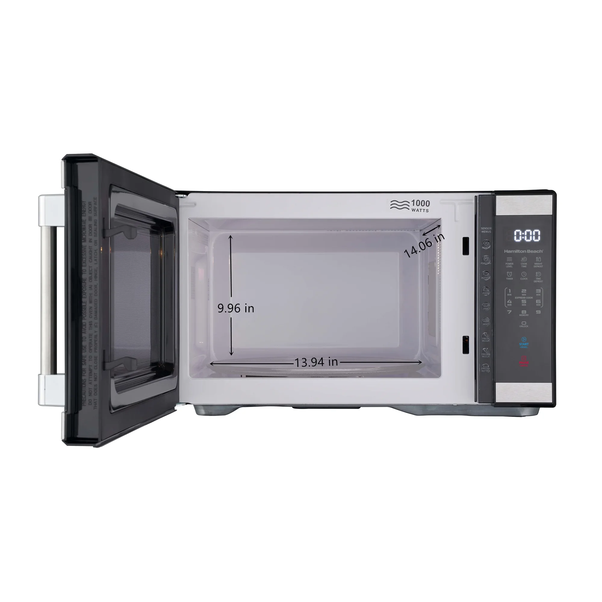 Hamilton Beach 1.1 cu ft Countertop Microwave Oven, Black and Stainless Steel