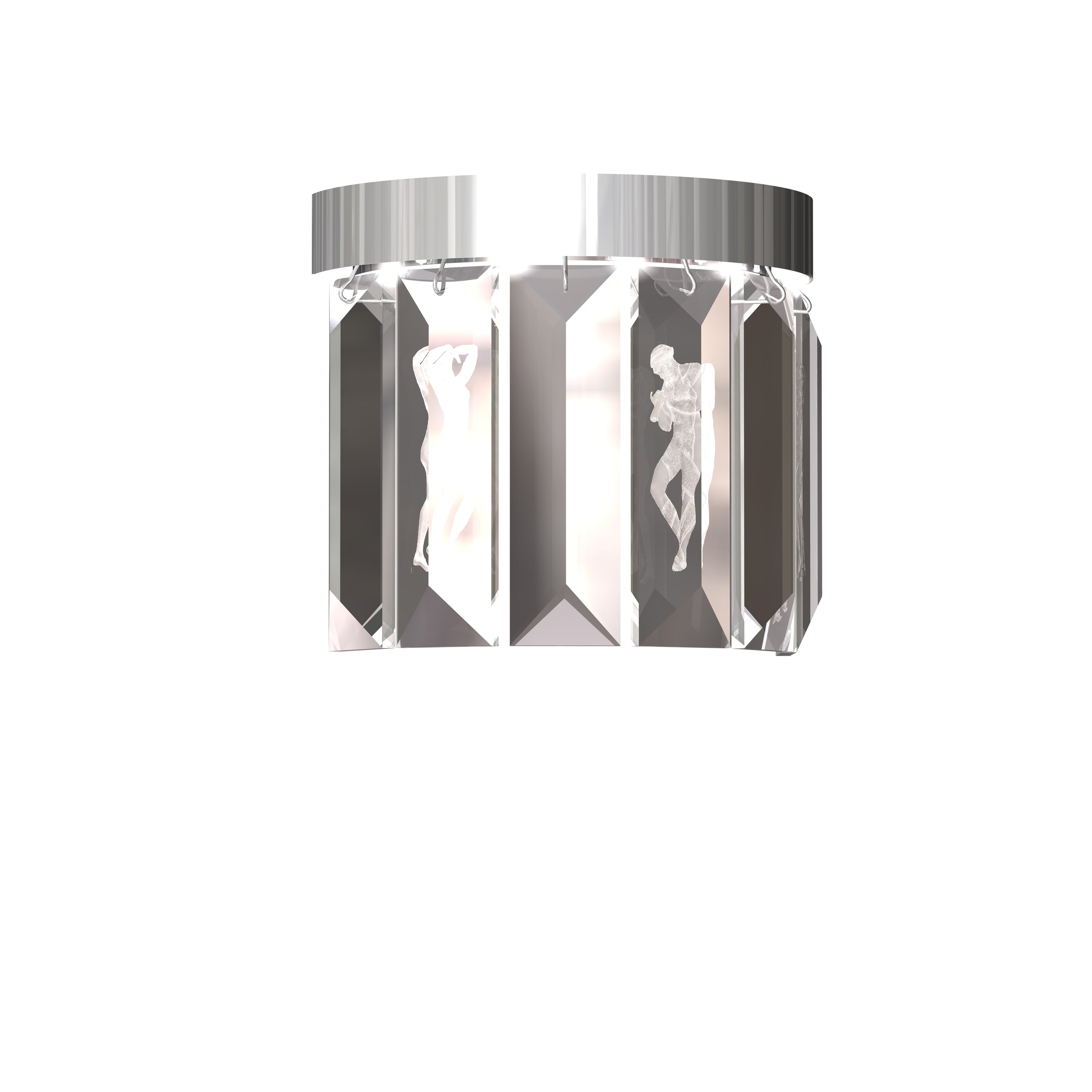 APPLIQUE SERENE  6 PRISMES, CIRCULAIRE - CRISTAL INCOLORE, FINITION NICKEL (PLAQUÉ)