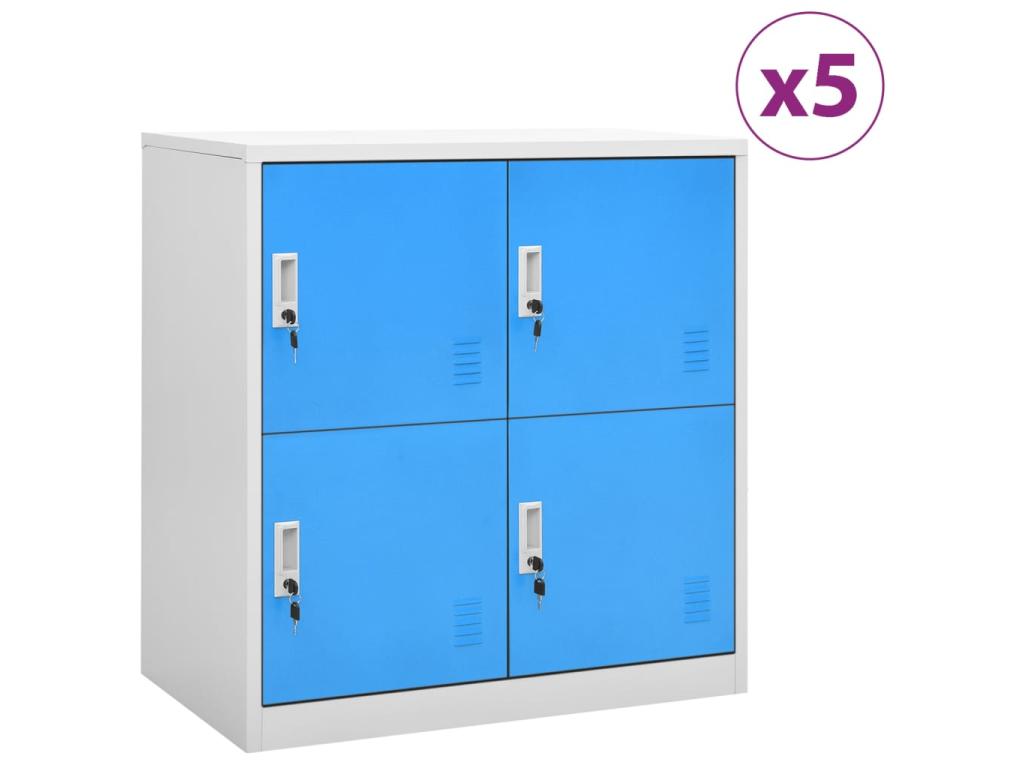 Armarios taquilla 5 uds acero gris claro y azul 90x45x92,5 cm