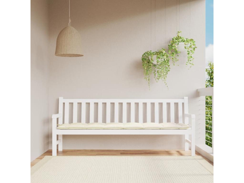 Cojín para banco de jardín tela Oxford crema 200x50x7 cm