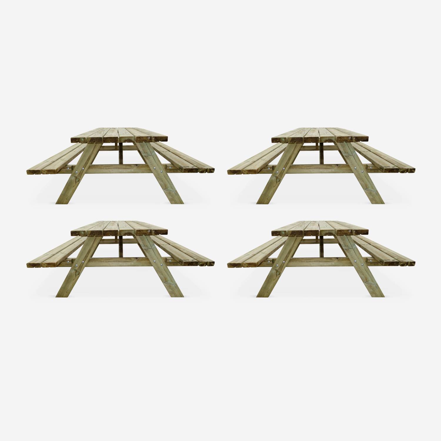 Panchina x4 - Mesa de picnic de madera de 6 plazas , set de 4