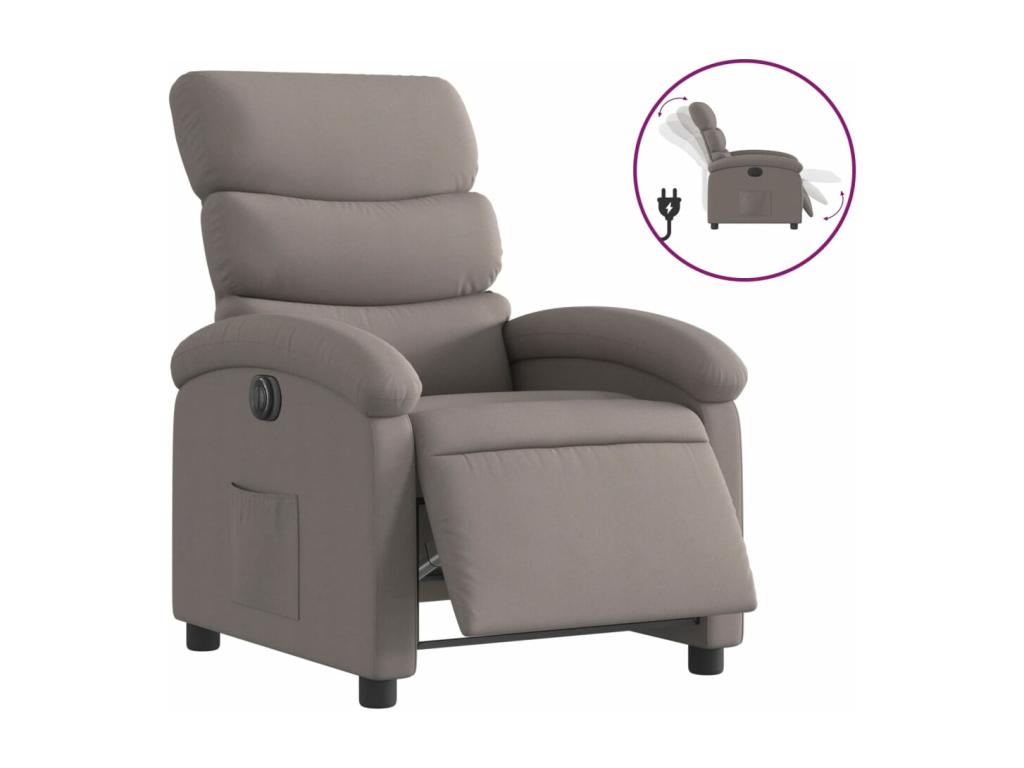 Sillón reclinable eléctrico tela gris taupé