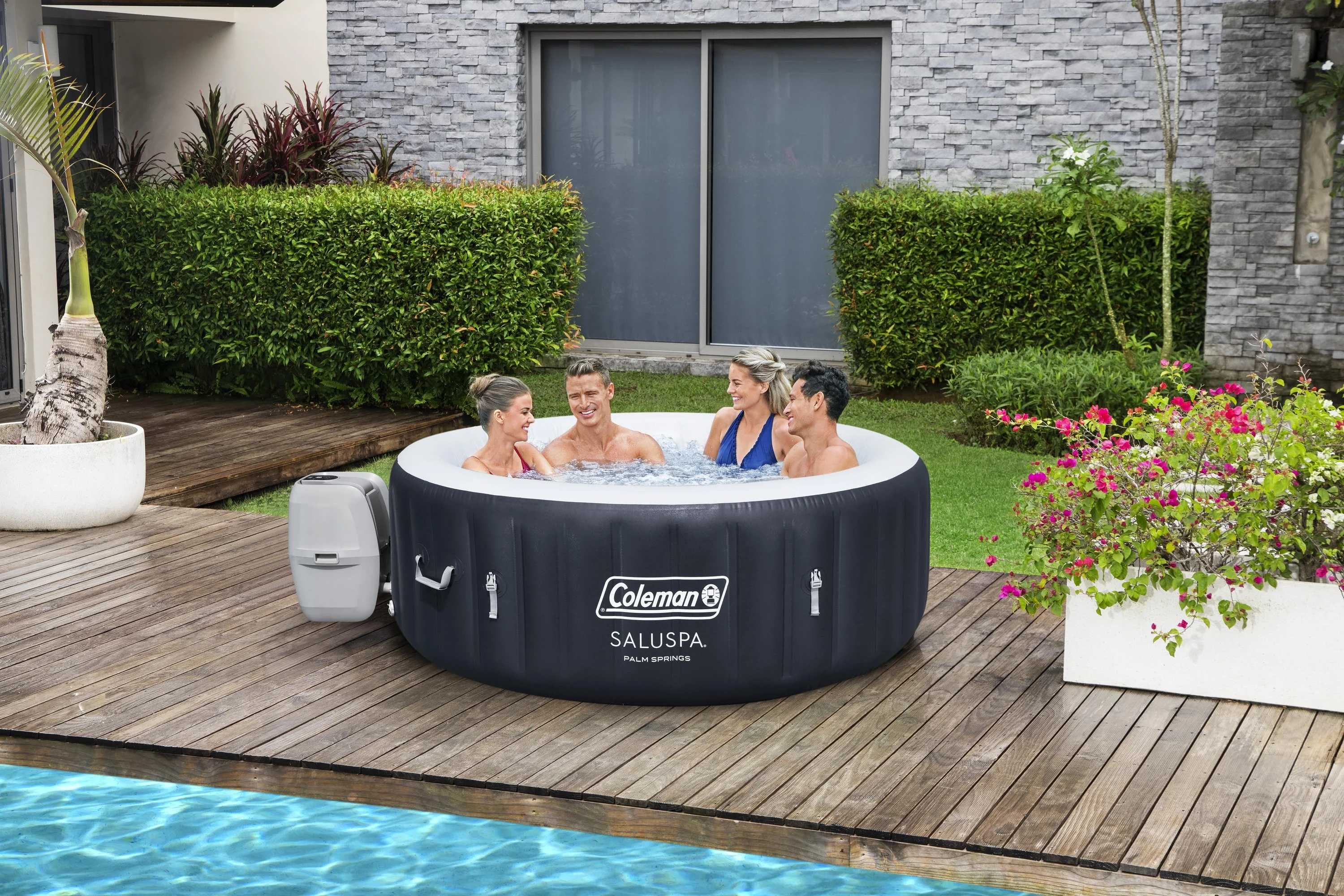 Coleman SaluSpa Palm Springs AirJet Inflatable Circle Hot Tub Spa 4-6 Person with Pump #P08411 - Image 3
