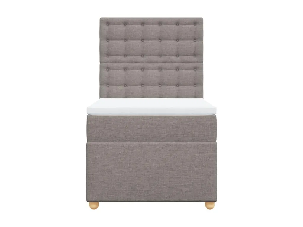 Cama box spring con colchón tela gris taupe 80x200 cm lgp3522961