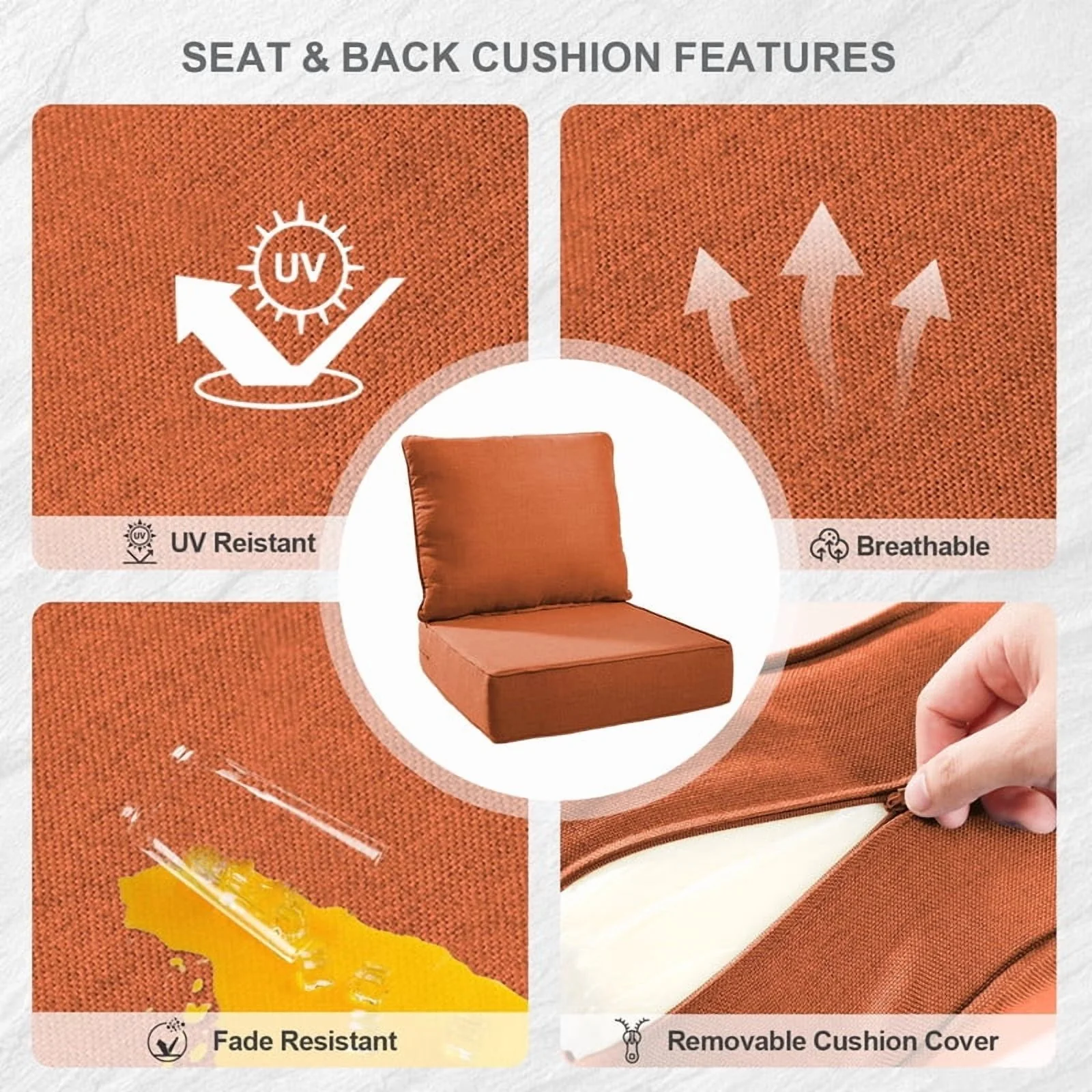 Bellefurn Outdoor Deep Seat Cushion 24 X 24 X 6 inch for Patio Furniture,Outdoor Chair Cushions Waterproof & Fade Resistant Patio Furniture Cushions for Wicker Chair, Sofa, Couch - Image 39