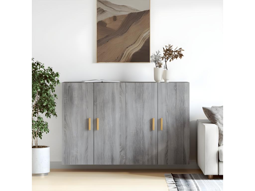 Armarios de pared 2 uds madera de ingeniería gris Abodeia