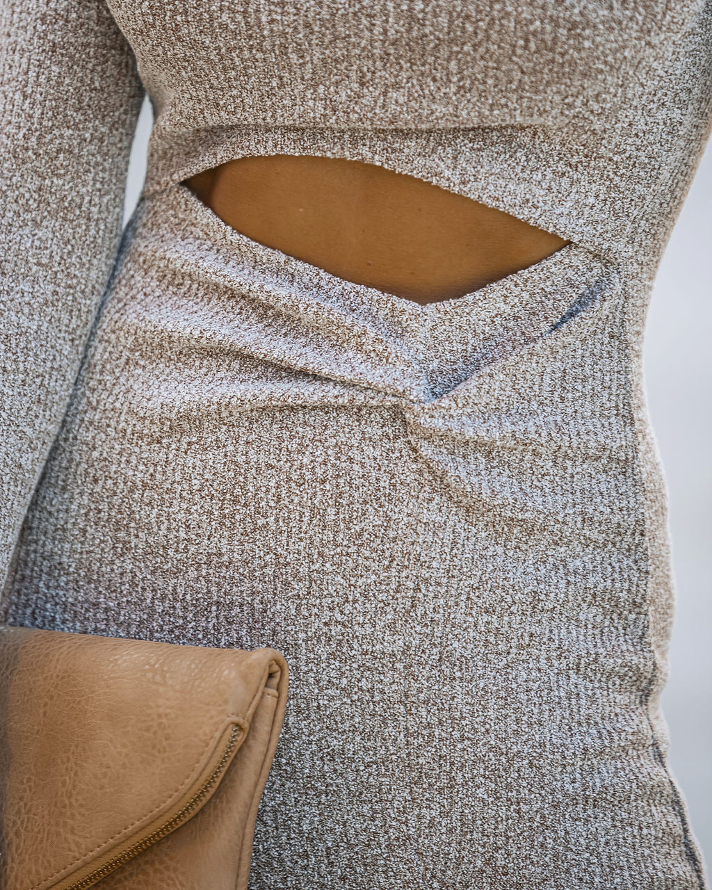 Little Bit Of That Ribbed Cutout Maxi Dress - Taupe - Se7enfashion